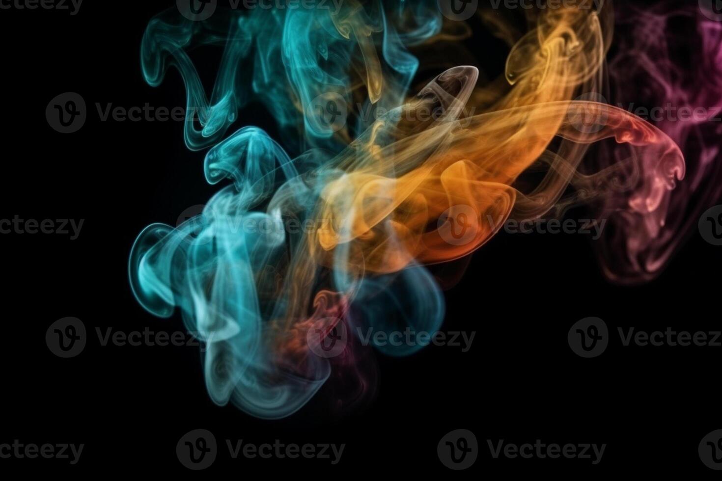 Colorful smoke isolated on black background. Abstract background of colorful smoke. photo