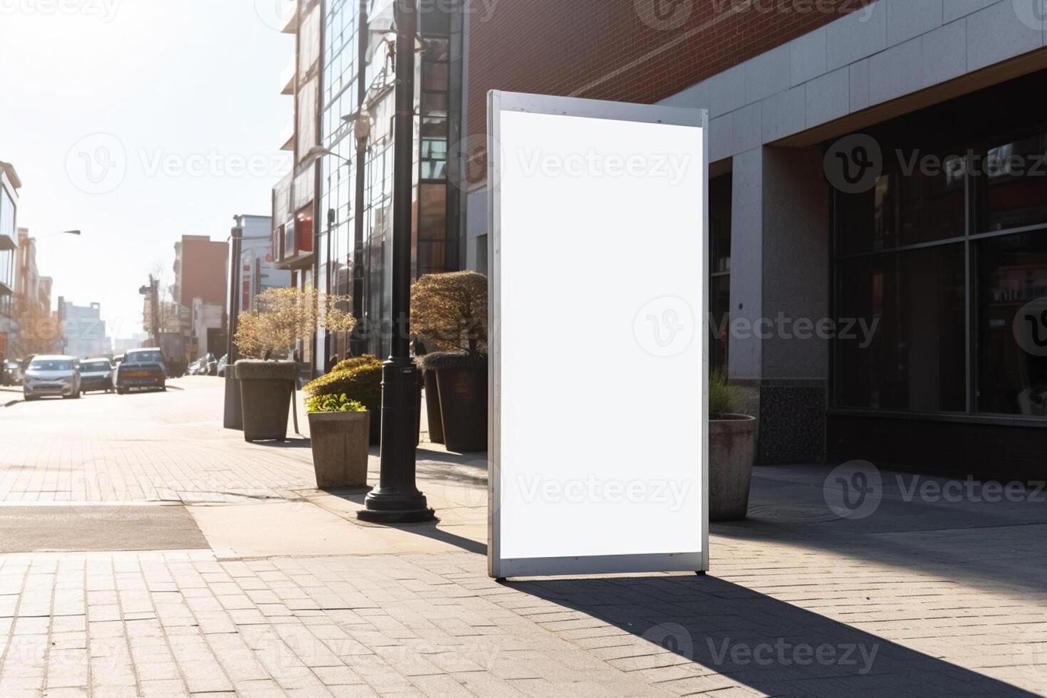 a Blank white sign board mockup isolated outside photo