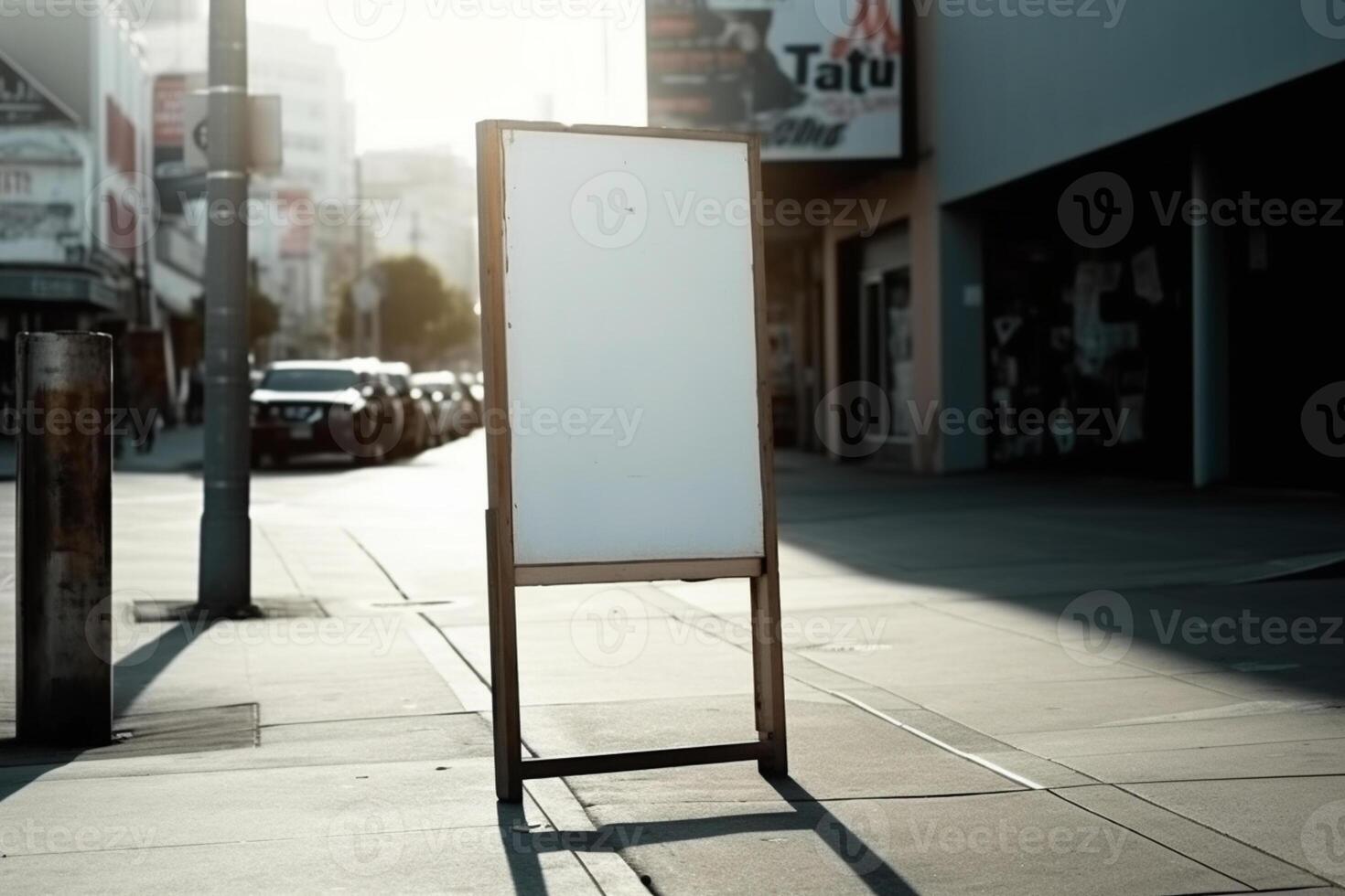 a Blank white sign board mockup isolated outside photo