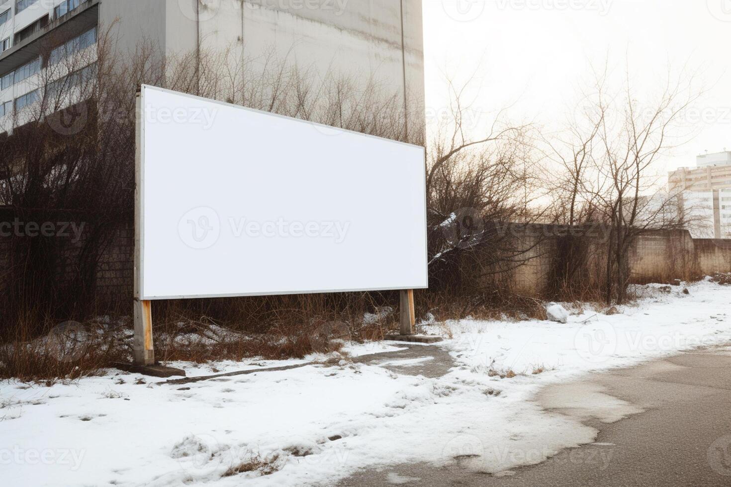 a Blank white sign board mockup isolated outside photo