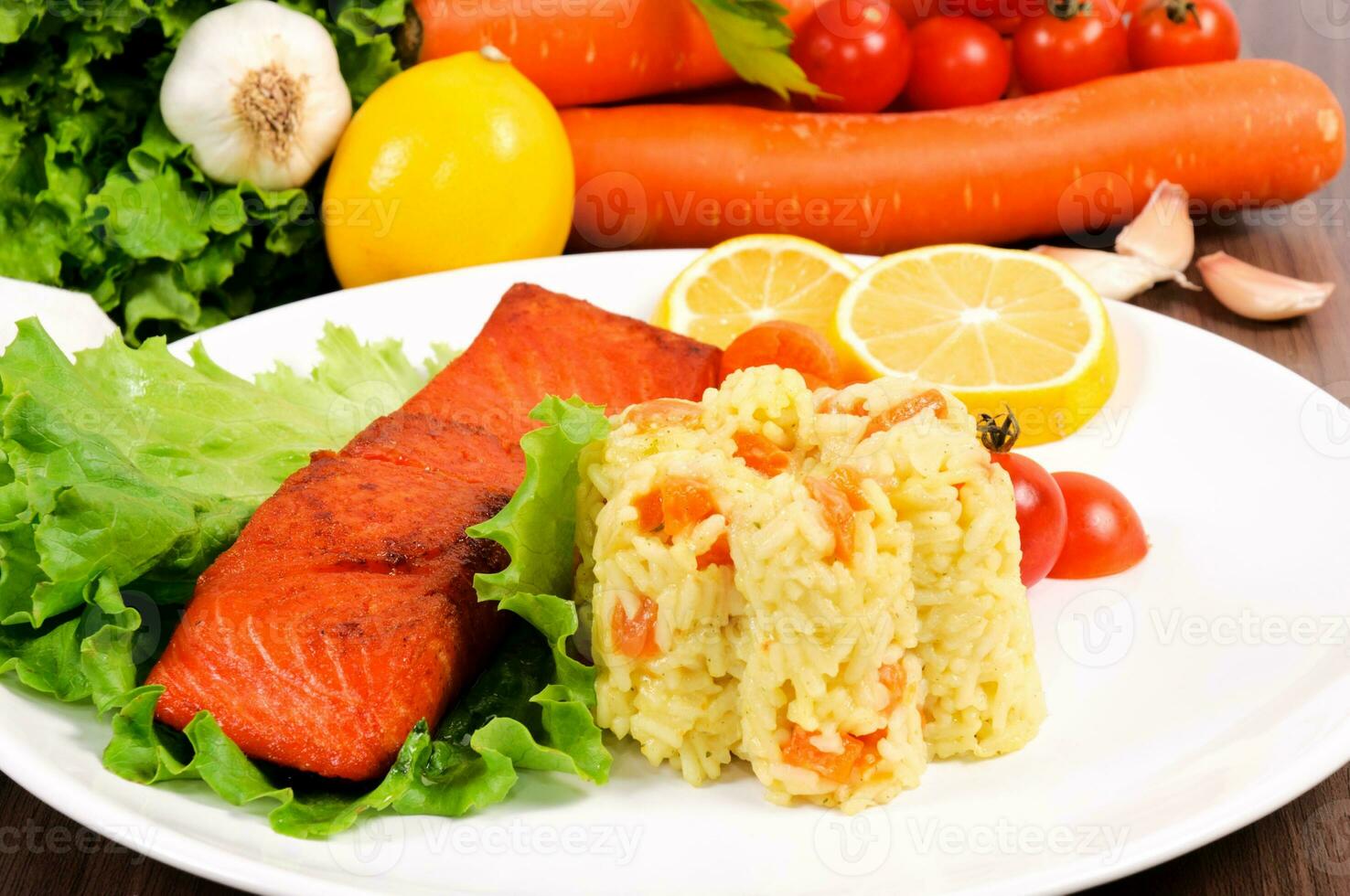 Fresh red salmon photo