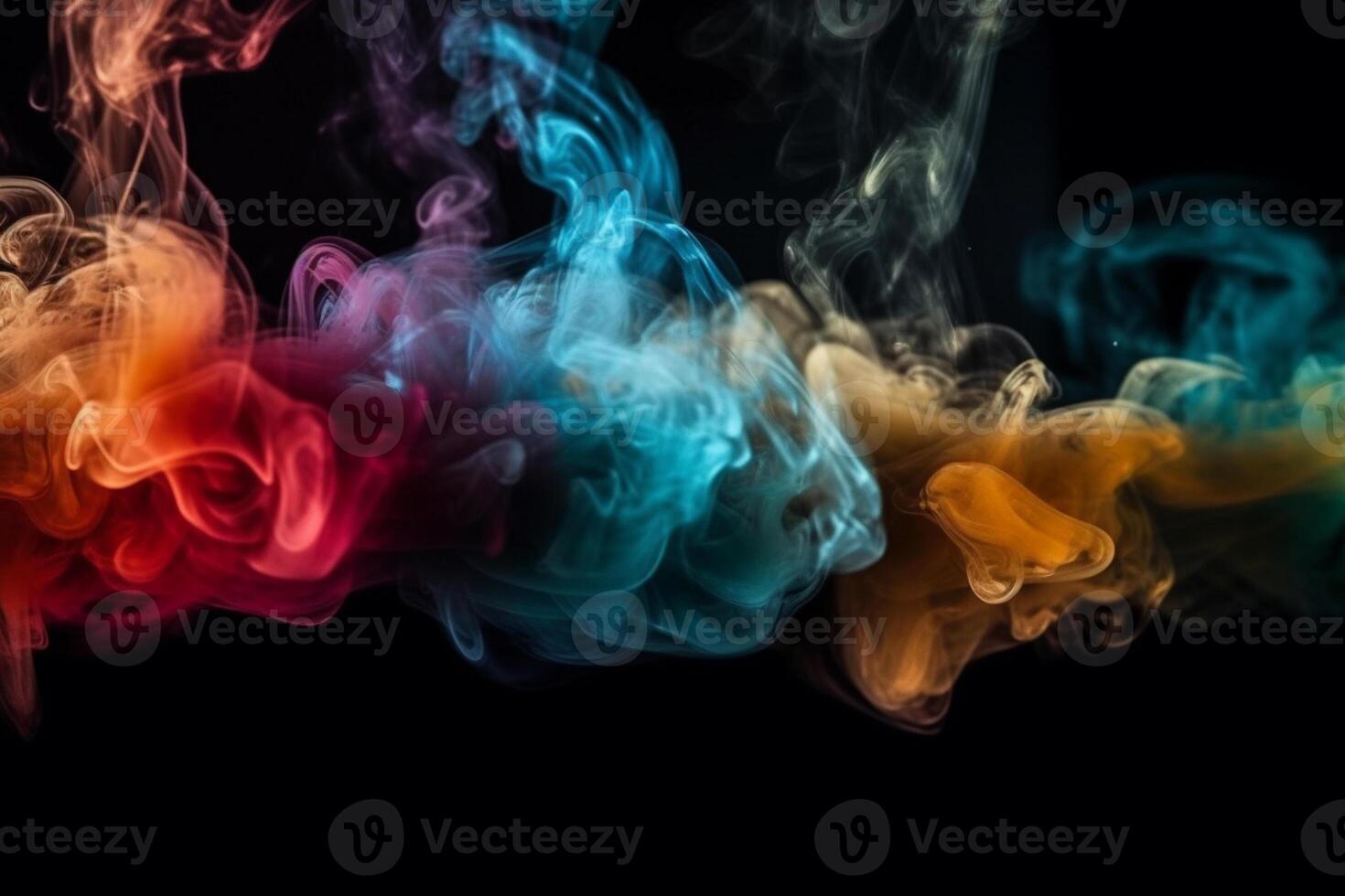 Colorful smoke isolated on black background. Abstract background of colorful smoke. photo