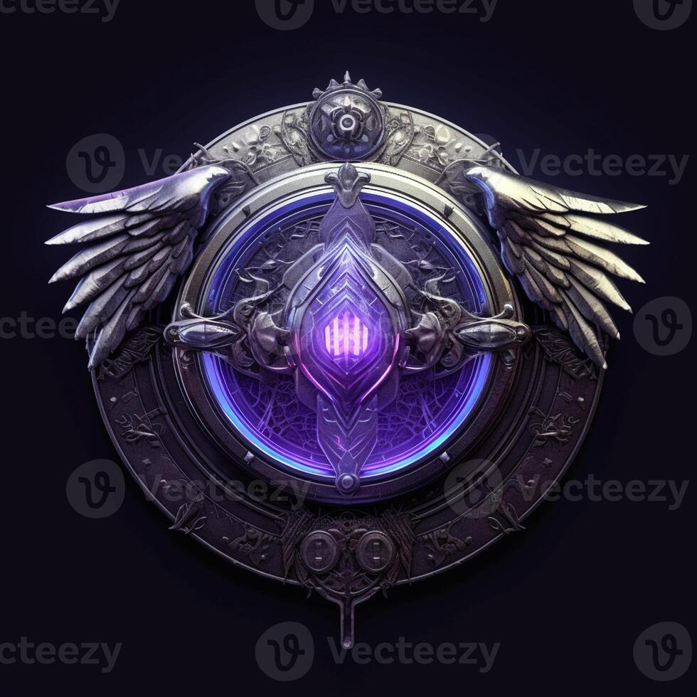 Luxury shield with wings and crystal ball photo