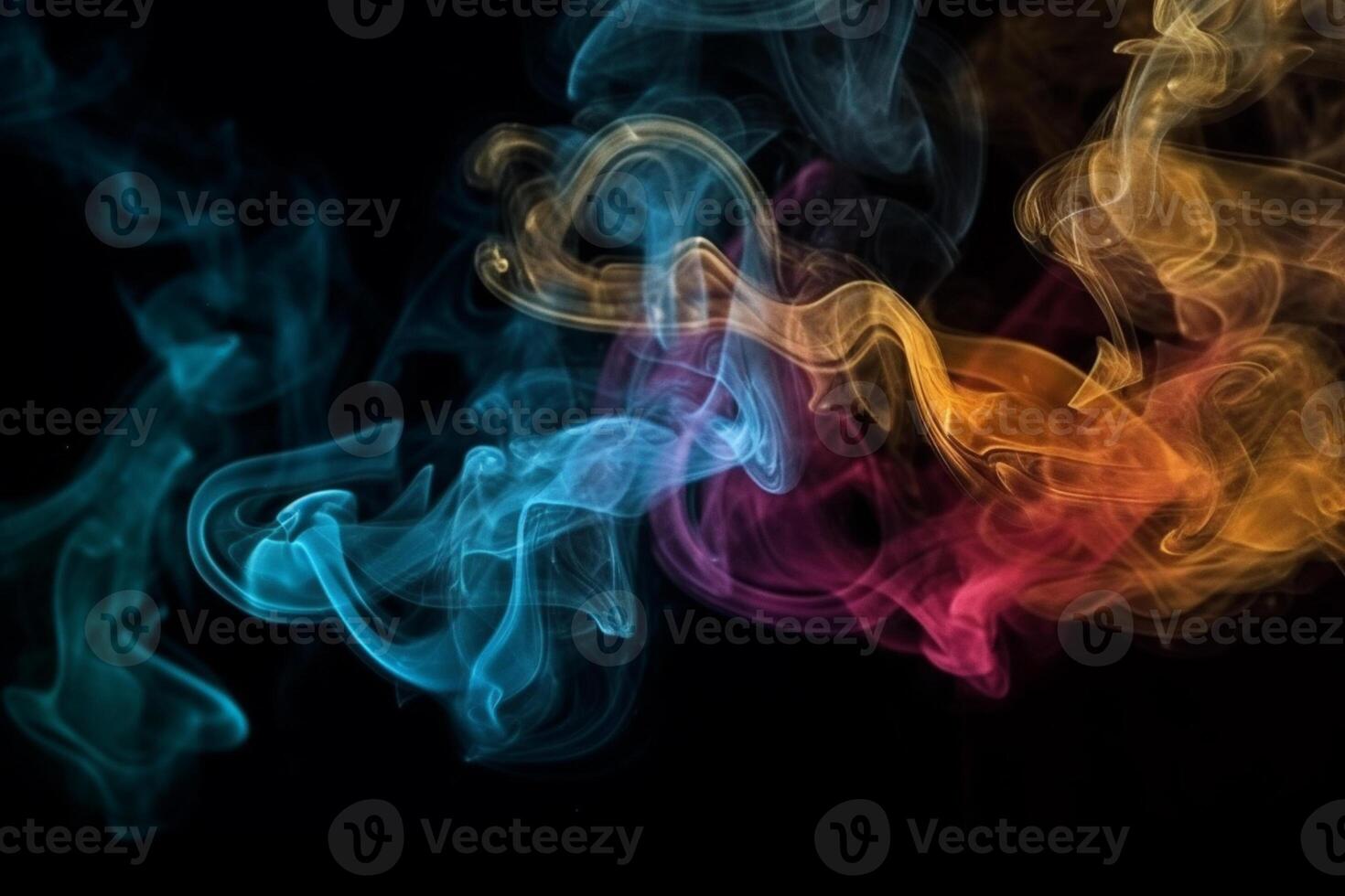Colorful smoke isolated on black background. Abstract background of colorful smoke. photo