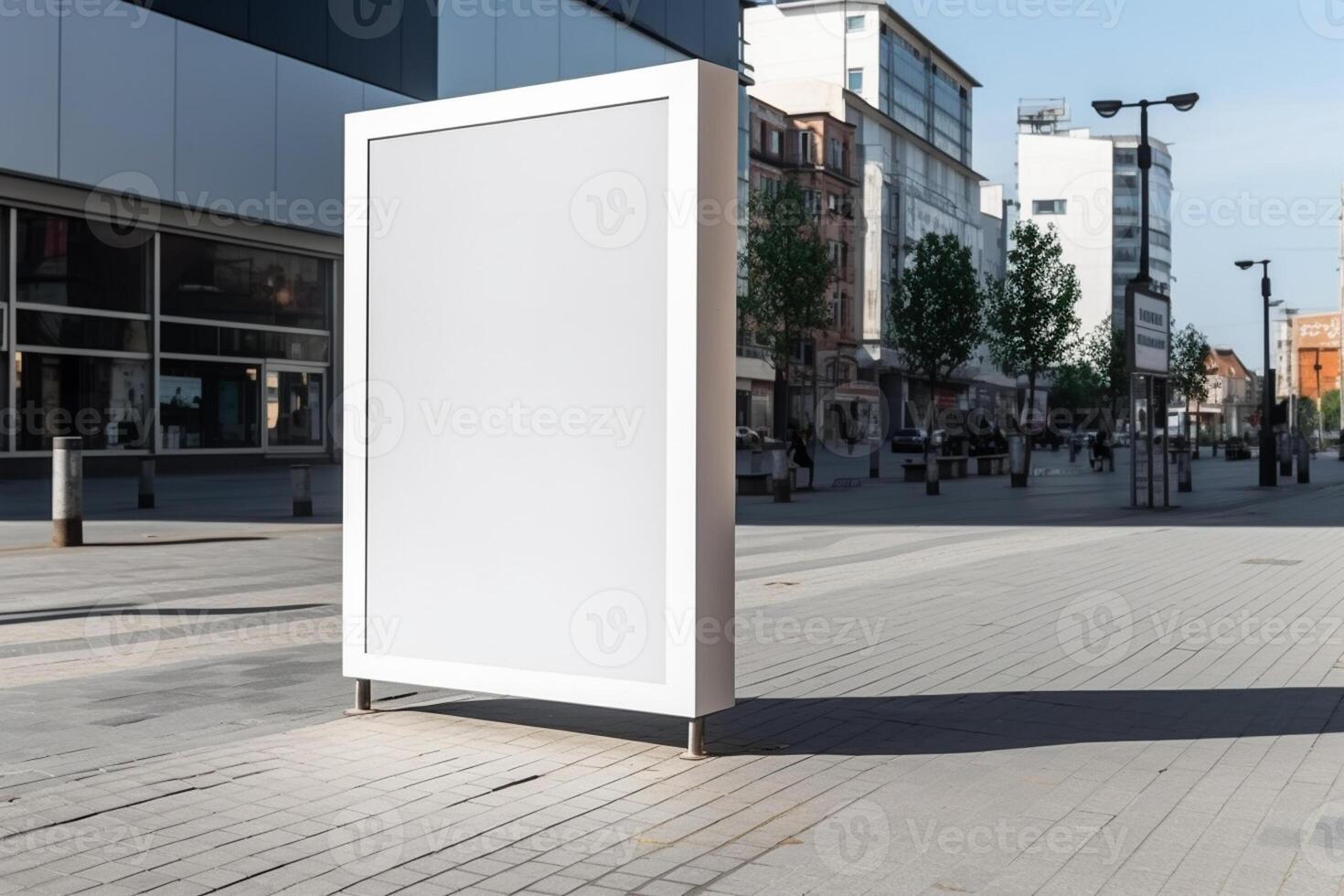 a Blank white sign board mockup isolated outside photo
