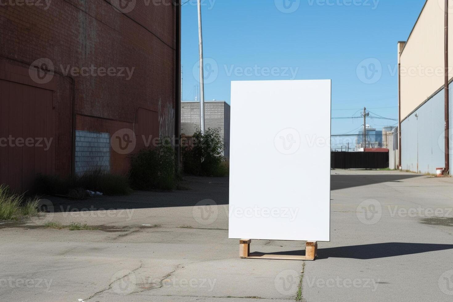 a Blank white sign board mockup isolated outside photo