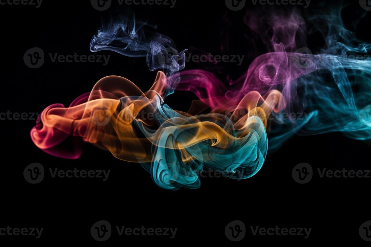 Colorful smoke isolated on black background. Abstract background of colorful smoke. photo