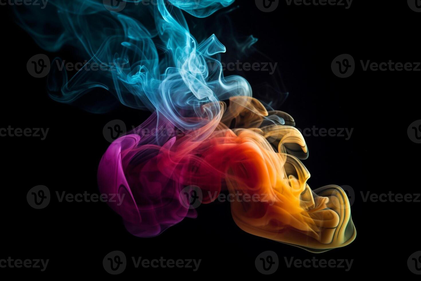 Colorful smoke isolated on black background. Abstract background of colorful smoke. photo