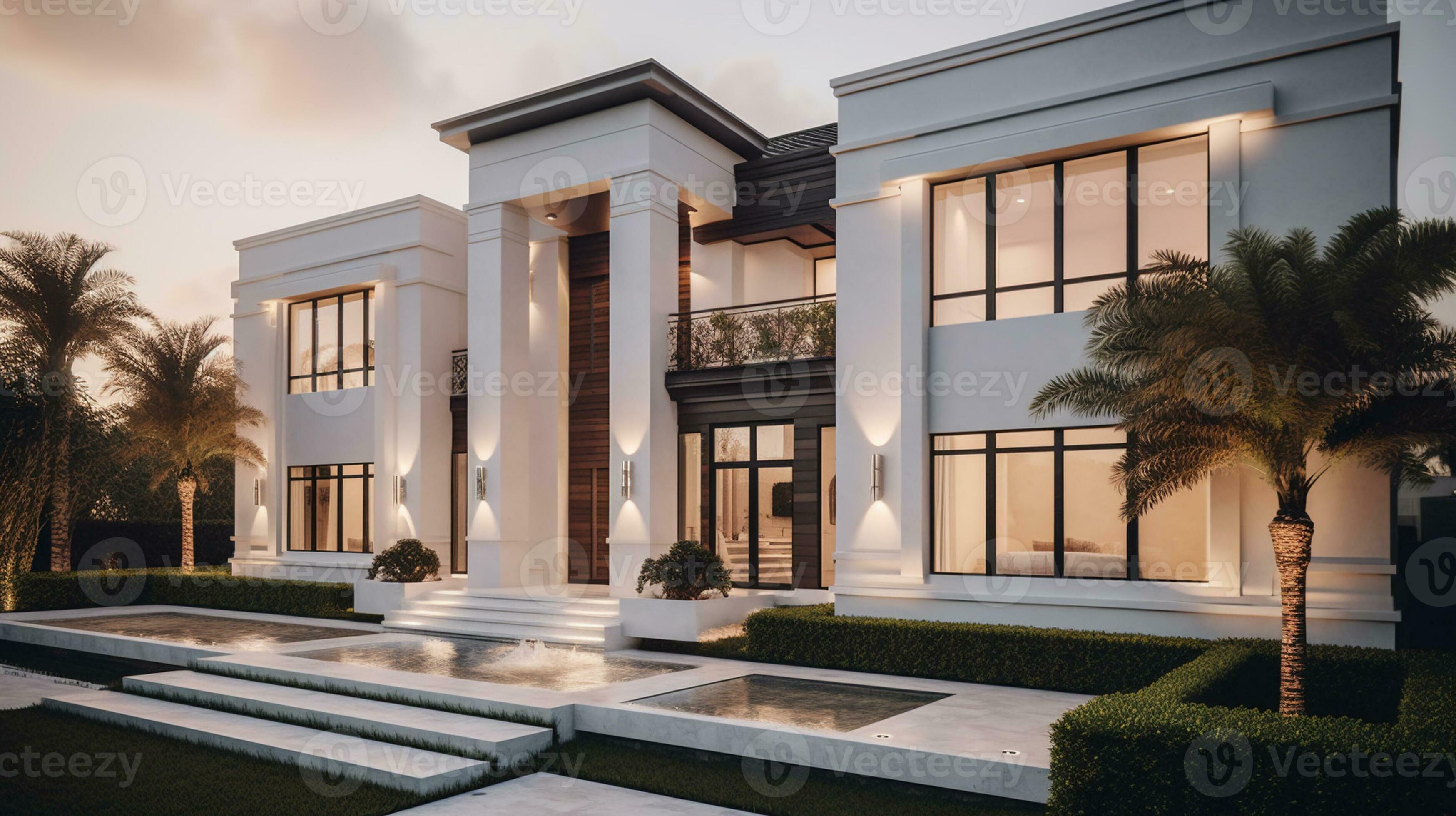 AI Generative Exterior Of Modern Luxury House With Garden And Beautiful ai-generative-exterior-of-modern-luxury-house-with-garden-and-beautiful