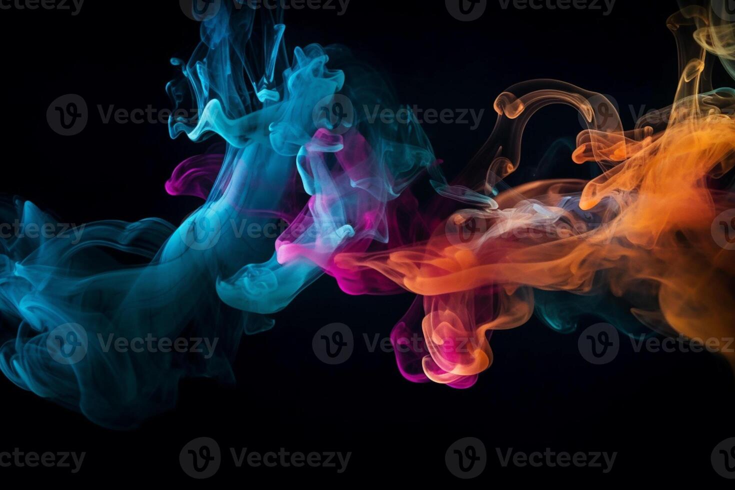 Colorful smoke isolated on black background. Abstract background of colorful smoke. photo