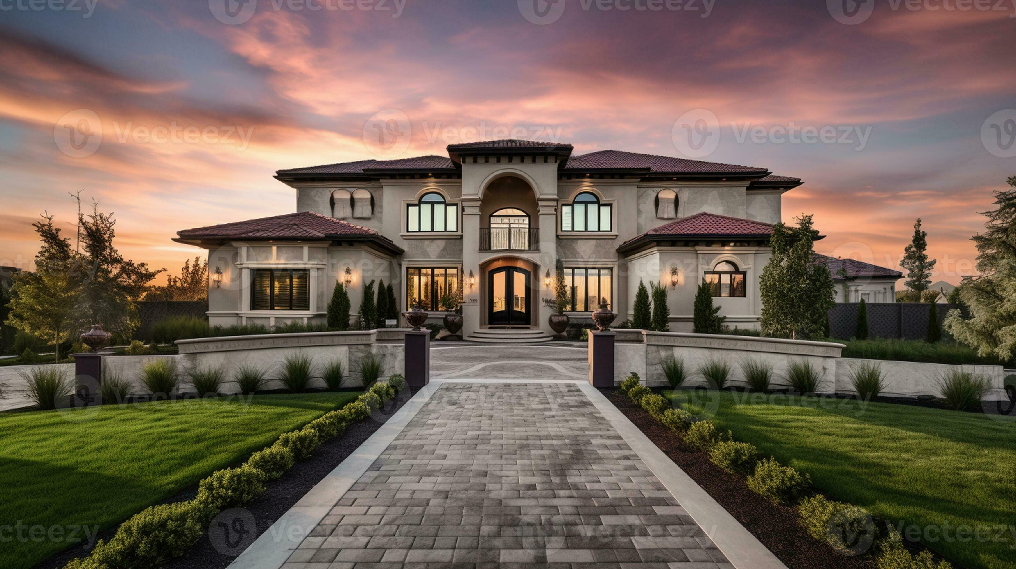 AI Generative Exterior Of Modern Luxury House With Garden And Beautiful ai-generative-exterior-of-modern-luxury-house-with-garden-and-beautiful