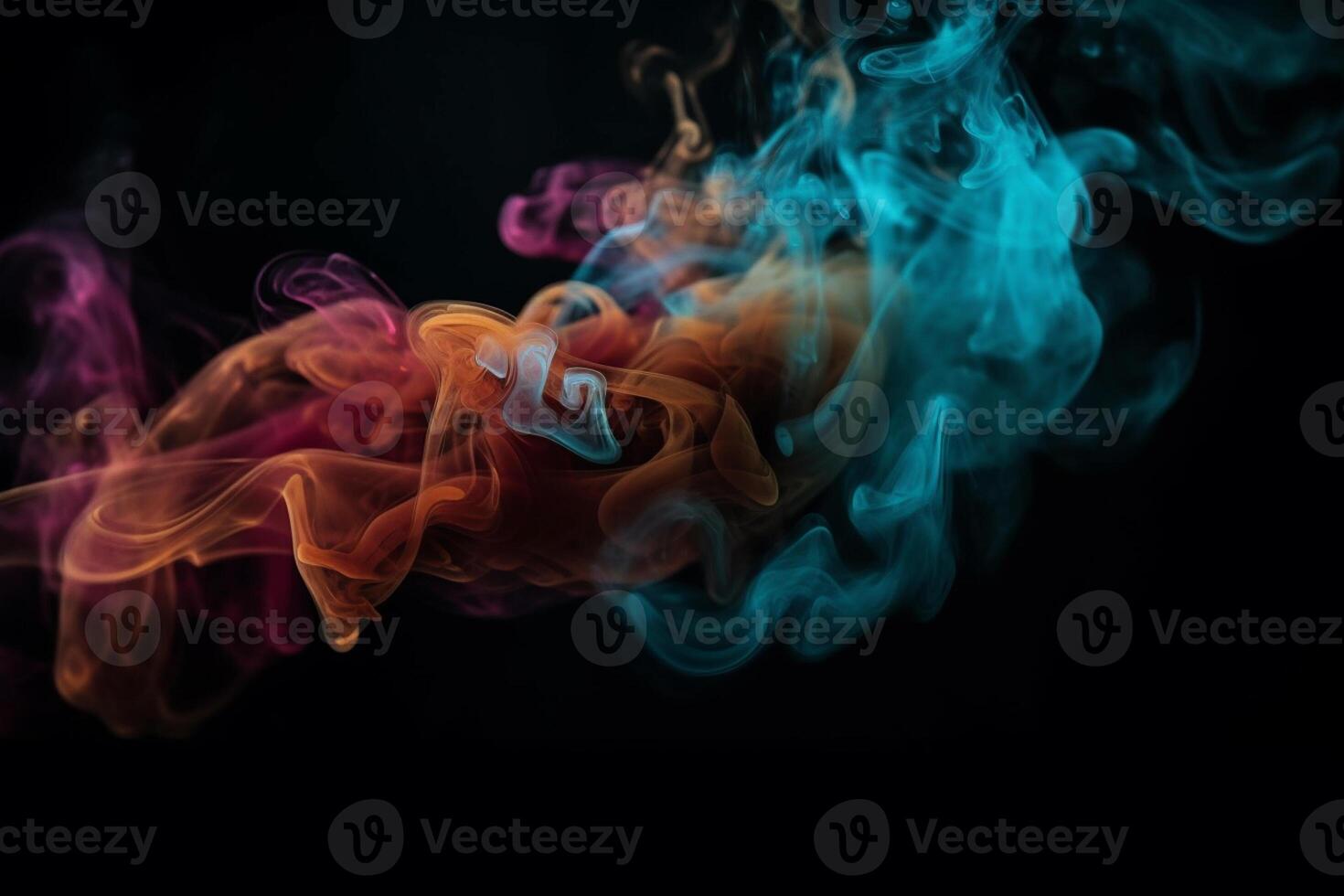 Colorful smoke isolated on black background. Abstract background of colorful smoke. photo