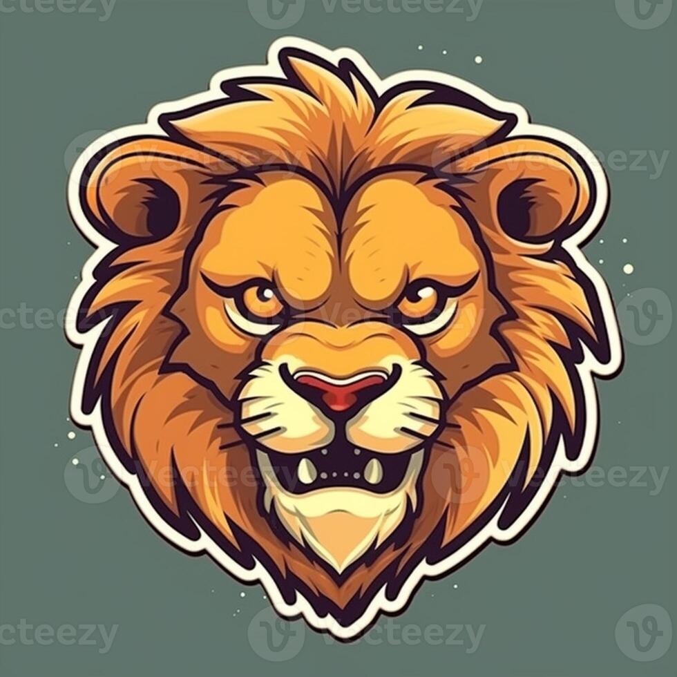 Lion head in retro style, Lion head in vintage style, Lion head emblem, lion head for tattoo or t-shirt, Lion head mascot photo