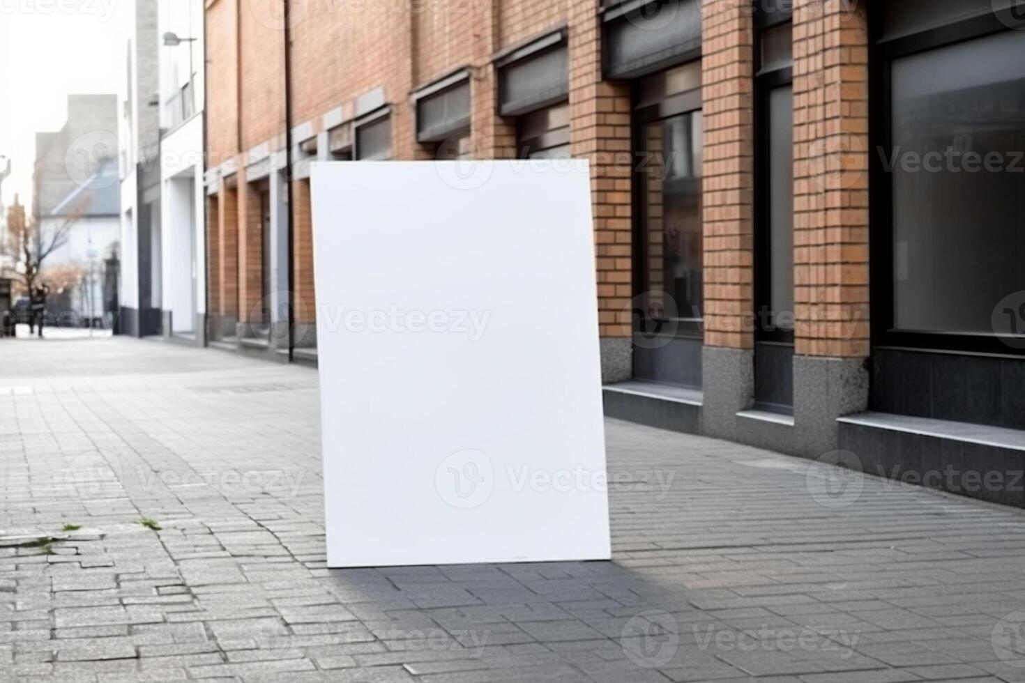 a Blank white sign board mockup isolated outside photo