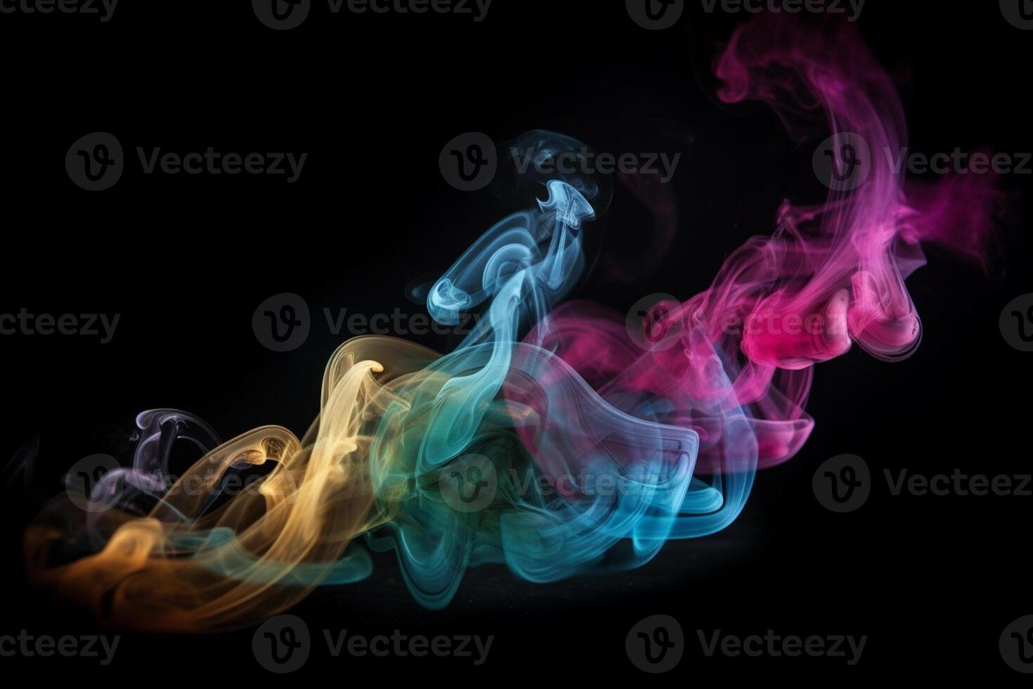 Colorful smoke isolated on black background. Abstract background of colorful smoke. photo