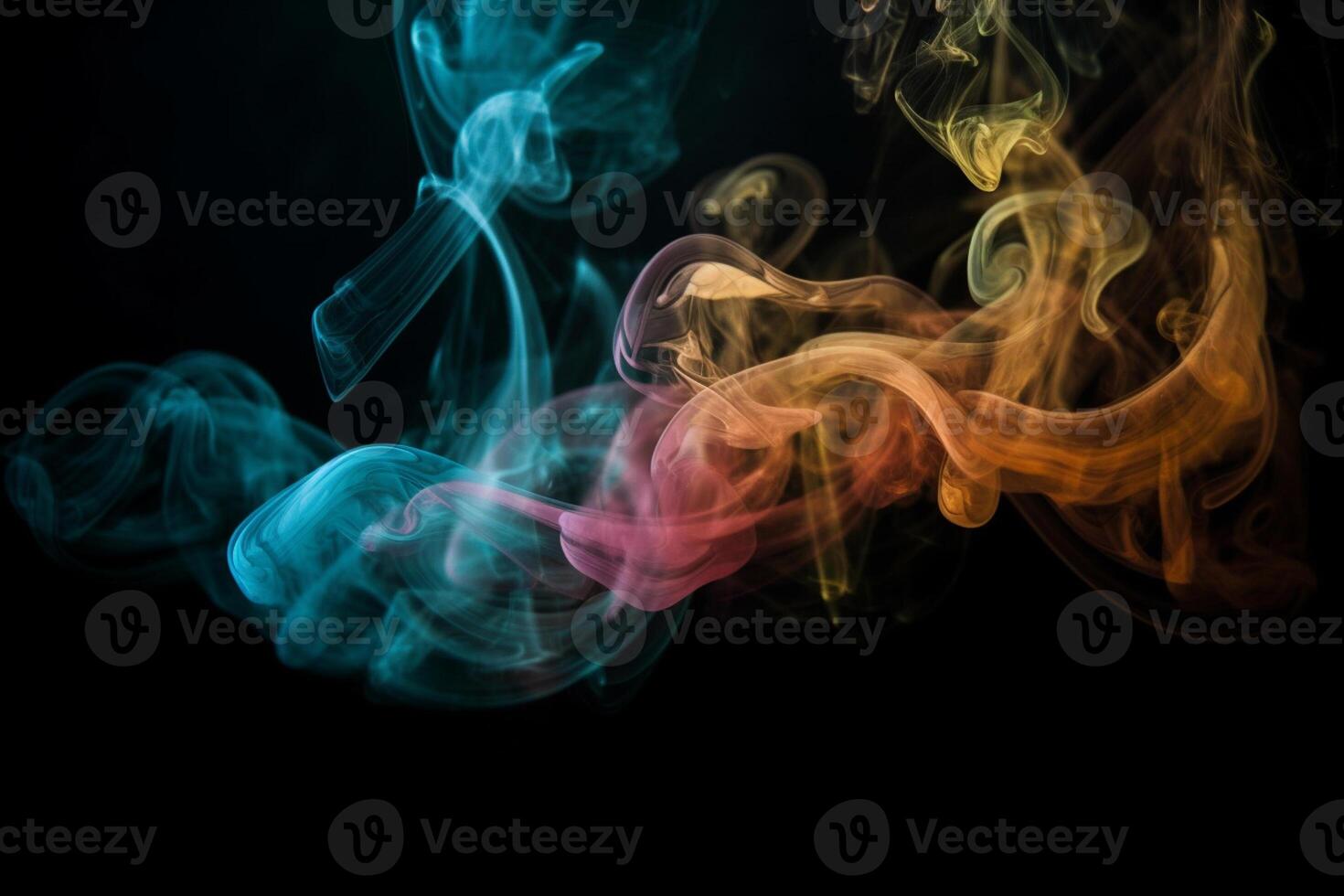 Colorful smoke isolated on black background. Abstract background of colorful smoke. photo