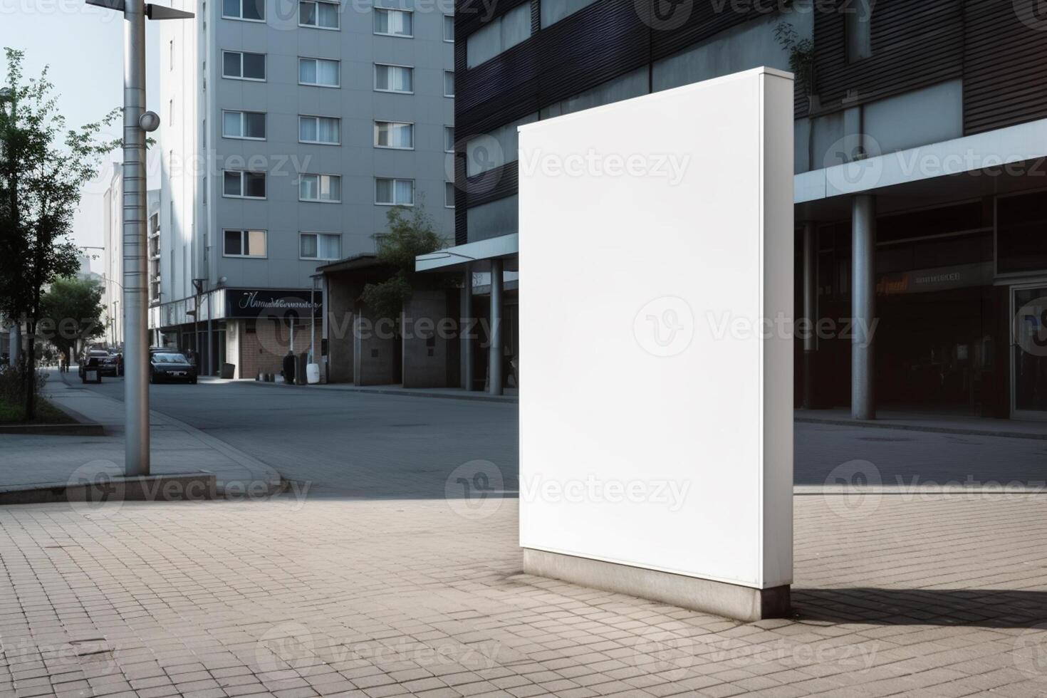 a Blank white sign board mockup isolated outside photo