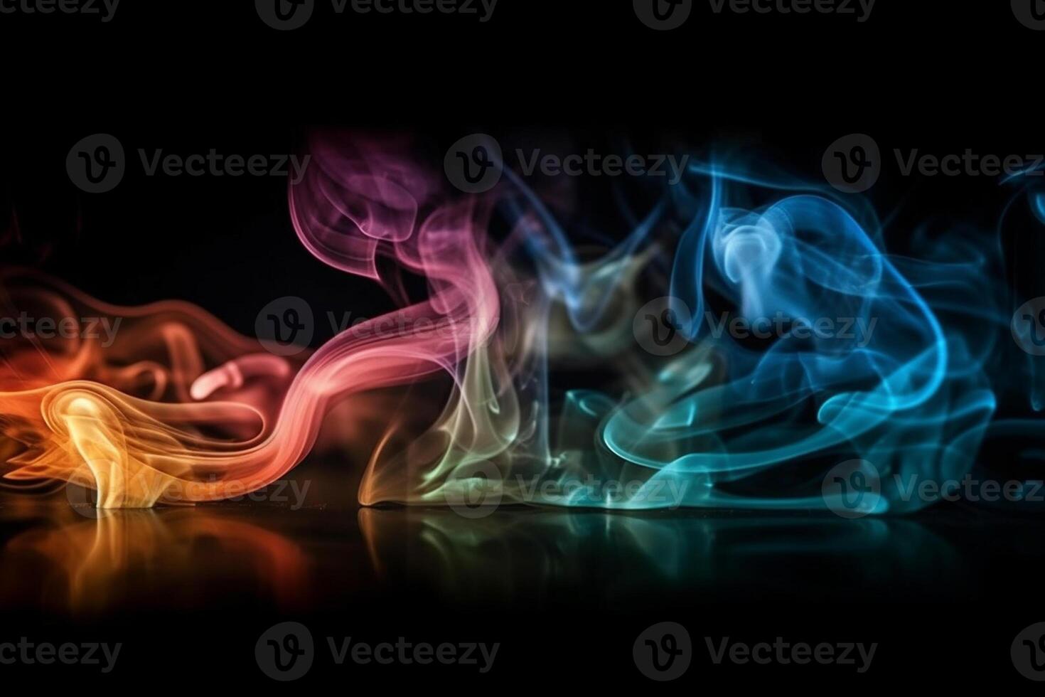 Colorful smoke isolated on black background. Abstract background of colorful smoke. photo