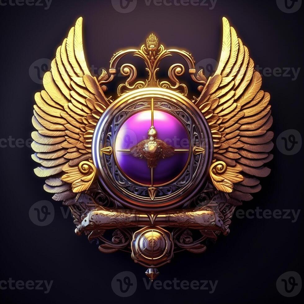 Luxury shield with wings and crystal ball photo