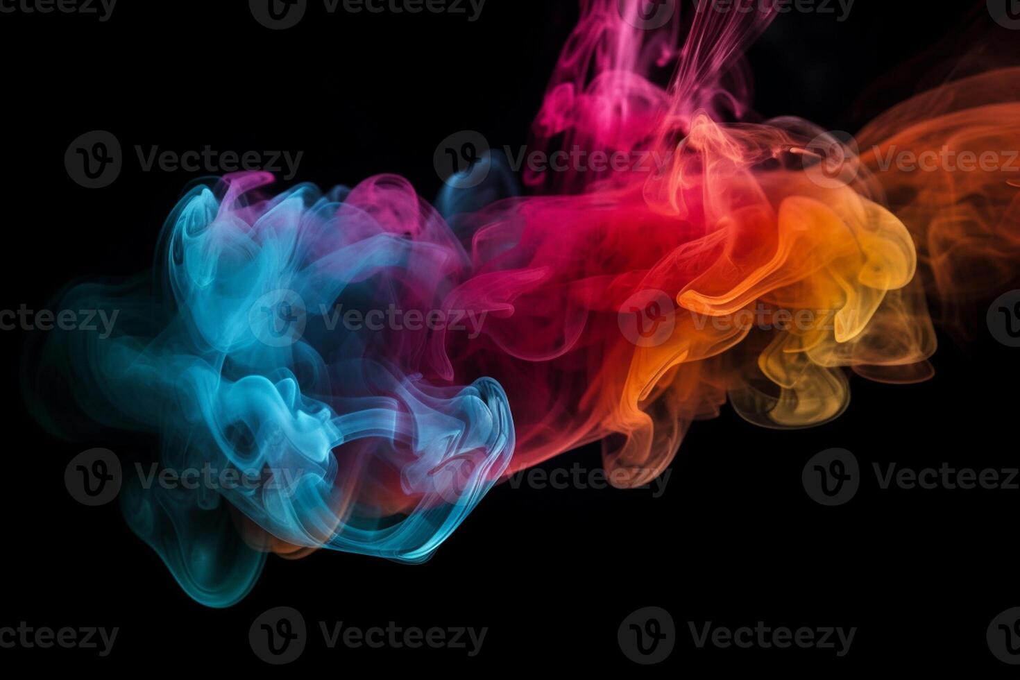 Colorful smoke isolated on black background. Abstract background of colorful smoke. photo