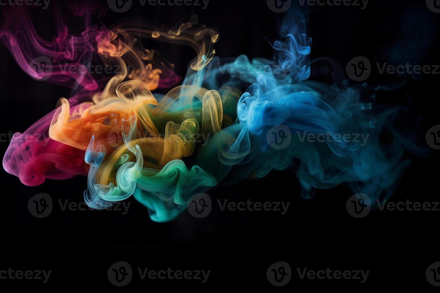 Colorful smoke isolated on black background. Abstract background of colorful smoke. photo