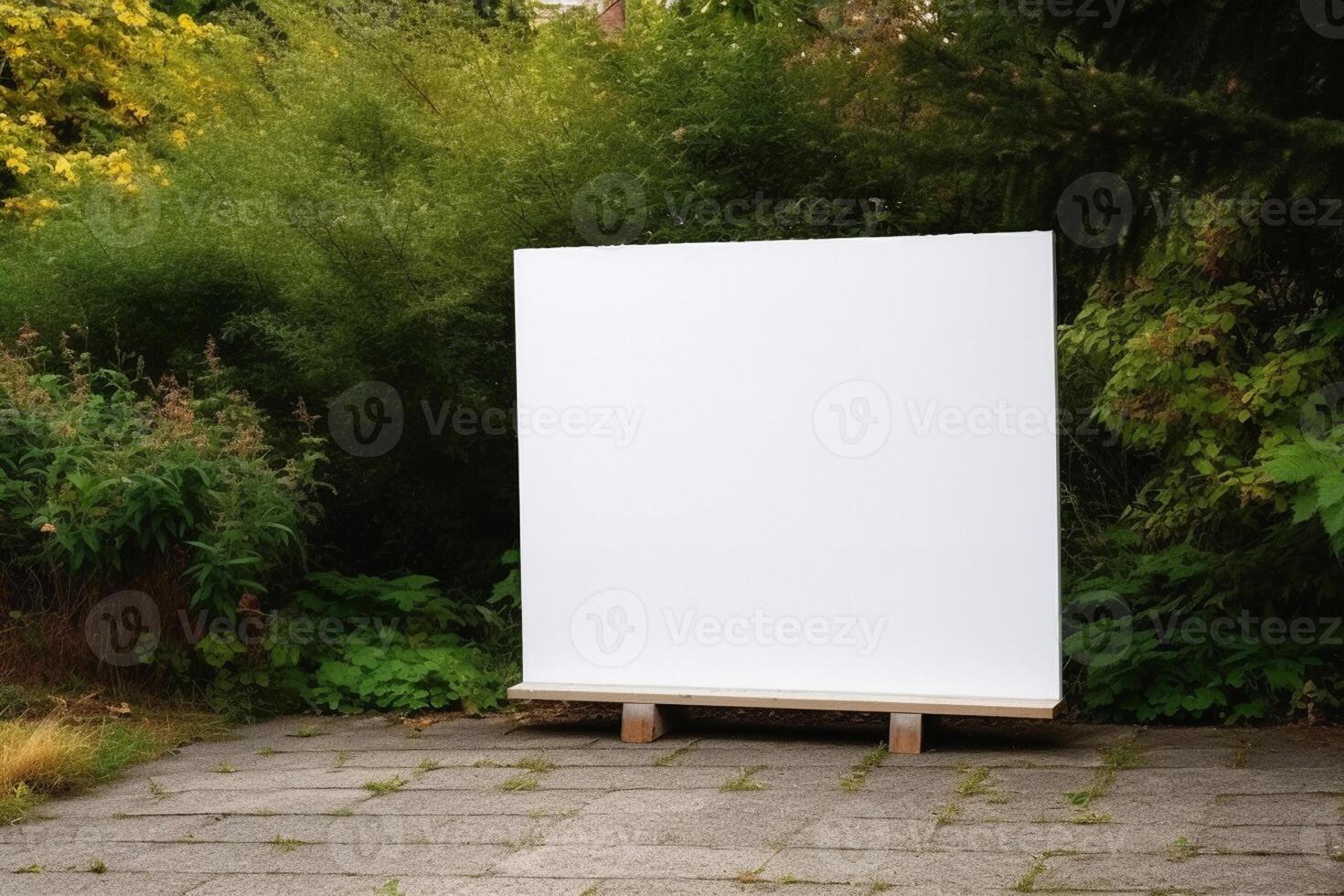 a Blank white sign board mockup isolated outside photo