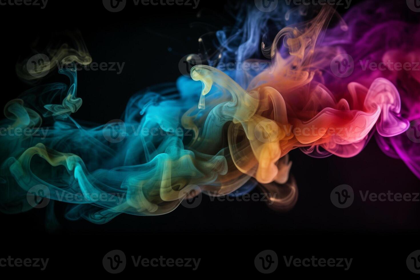 Colorful smoke isolated on black background. Abstract background of colorful smoke. photo