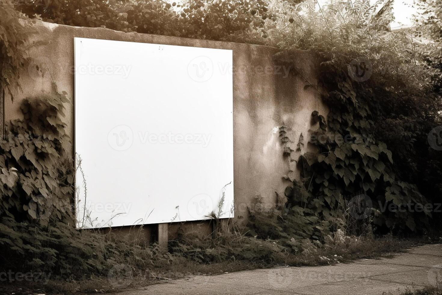 a Blank white sign board mockup isolated outside photo