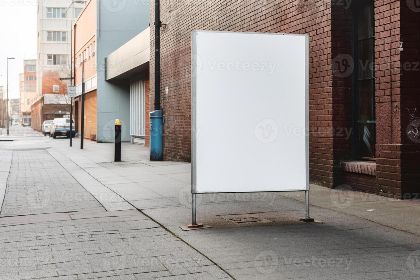 a Blank white sign board mockup isolated outside photo