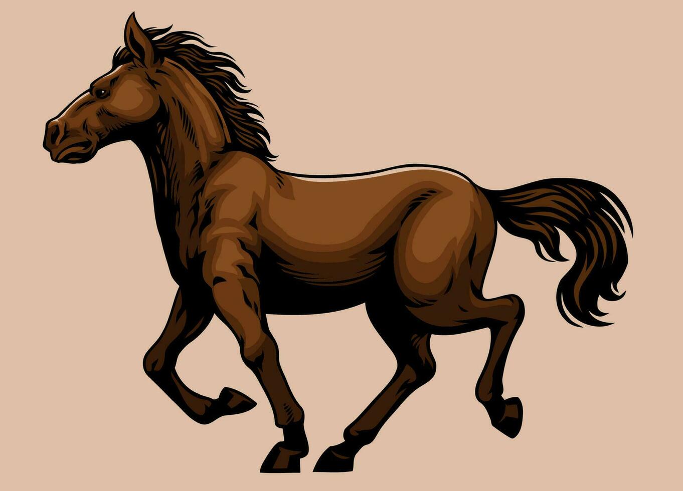 mano dibujado manual de Clásico poni caballo vector