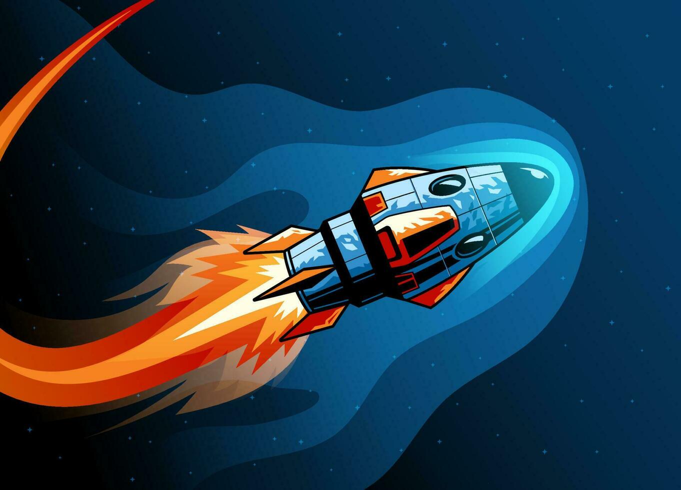 Flying Rocket in the Space vector