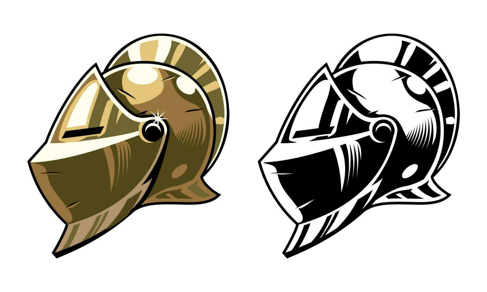 Hand Drawn Set of Knight Helmet vector