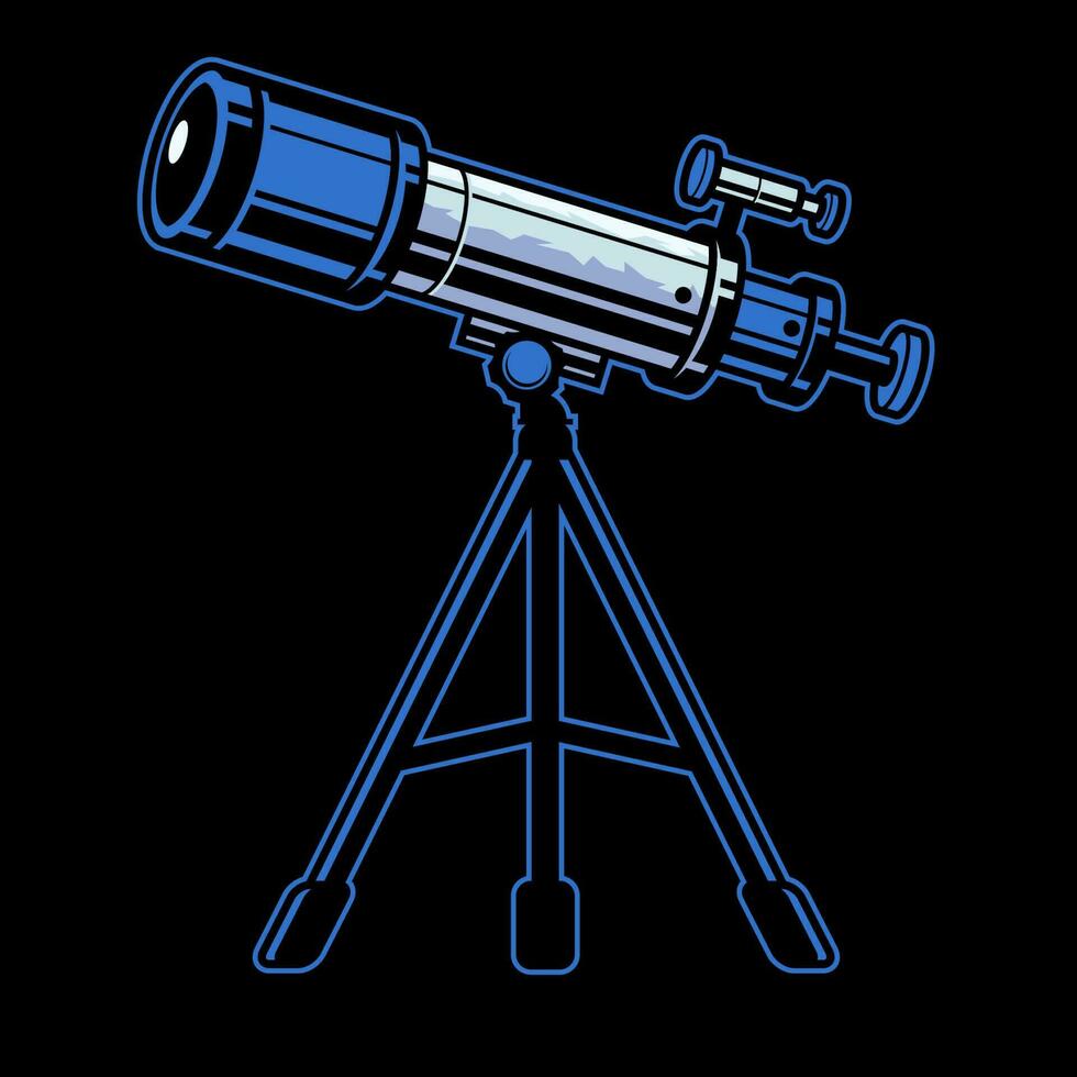 Telescope on the tripod for exploring the space vector