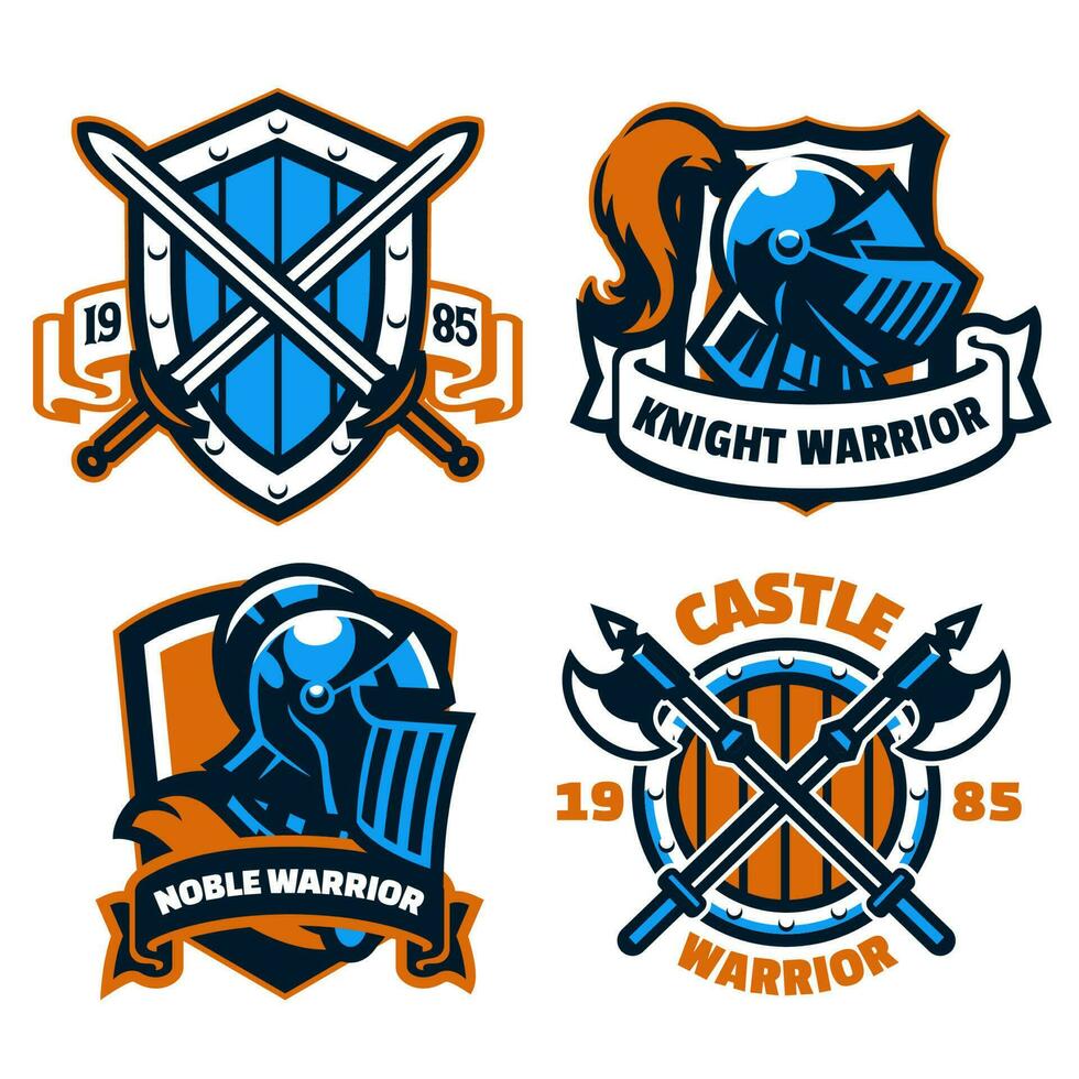 Collection Set of Knight Badge vector