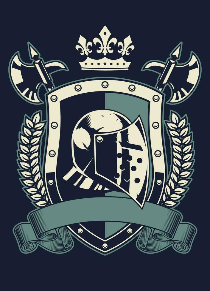 Vintage Shirt Design of Knight Crest vector