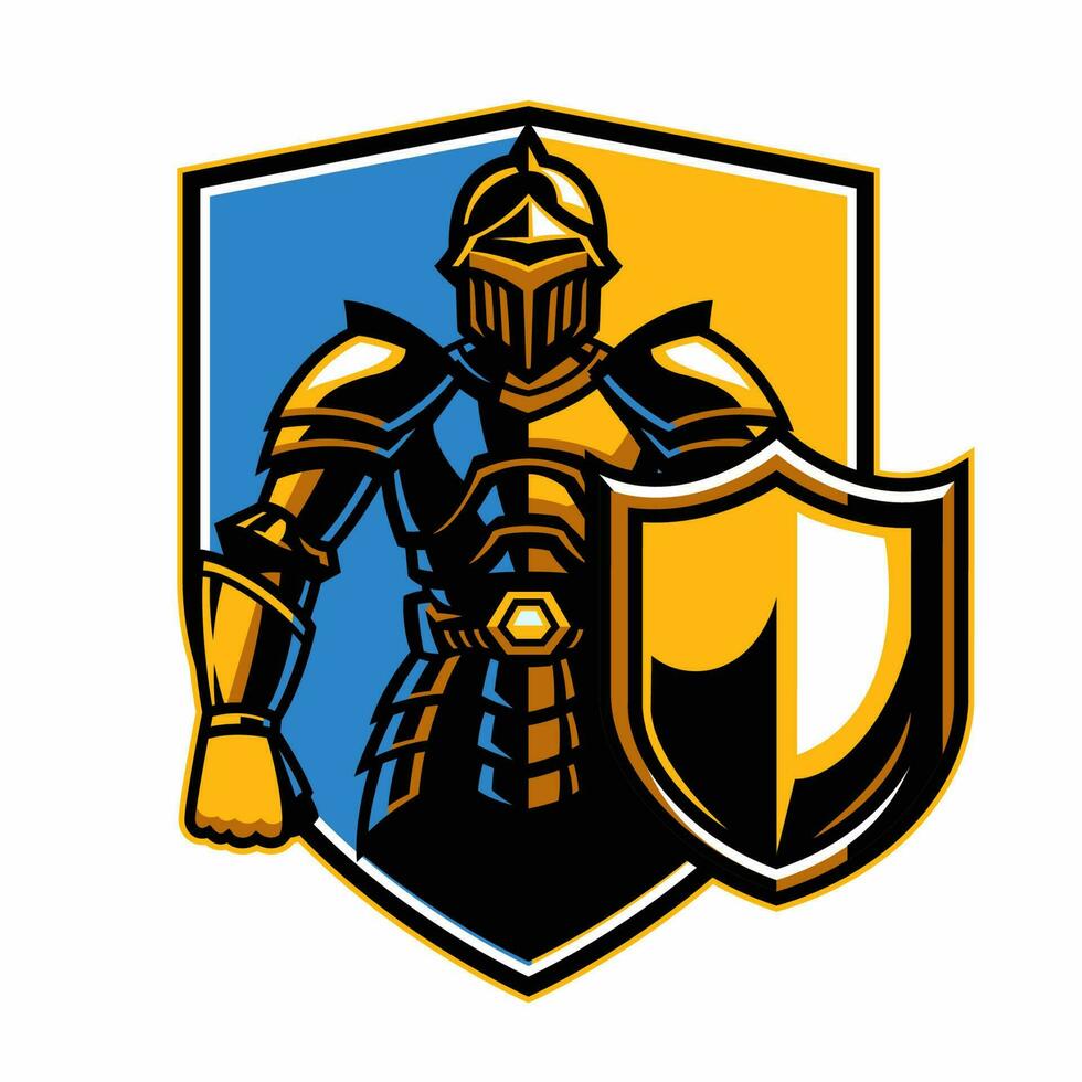 Sport Logo Style of Armored Knight with Shield vector