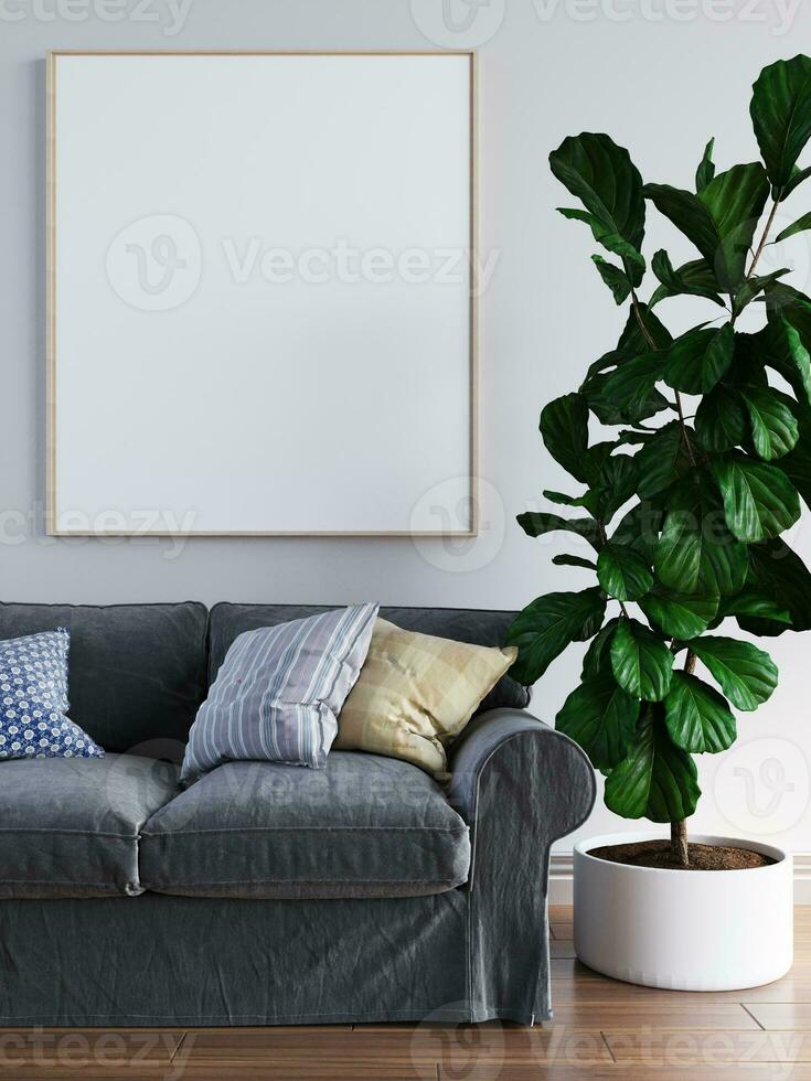 Modern home interior Mockup In Wall Living Room Templete Minimal Cozy Design photo