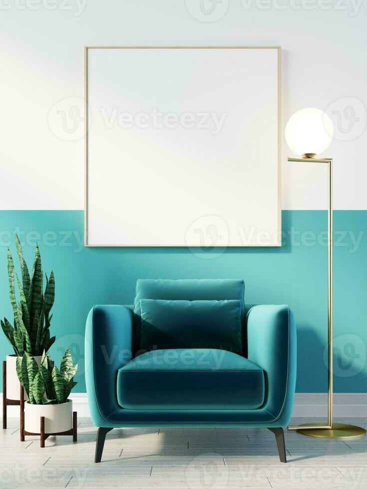 Modern home interior Mockup In Wall Living Room Templete Minimal Cozy Design photo