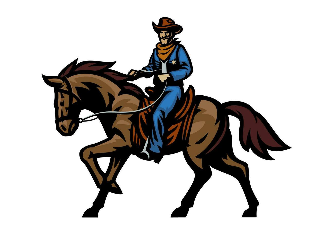 Cowboy Sheriff Riding the Horse vector