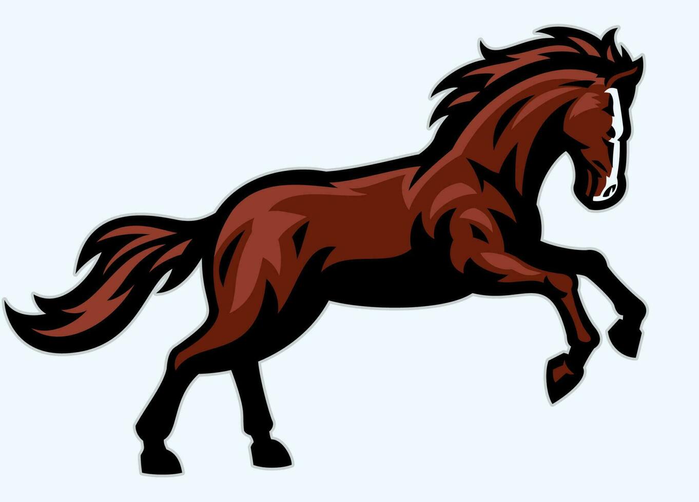 corriendo caballo mascota negrita logo estilo vector