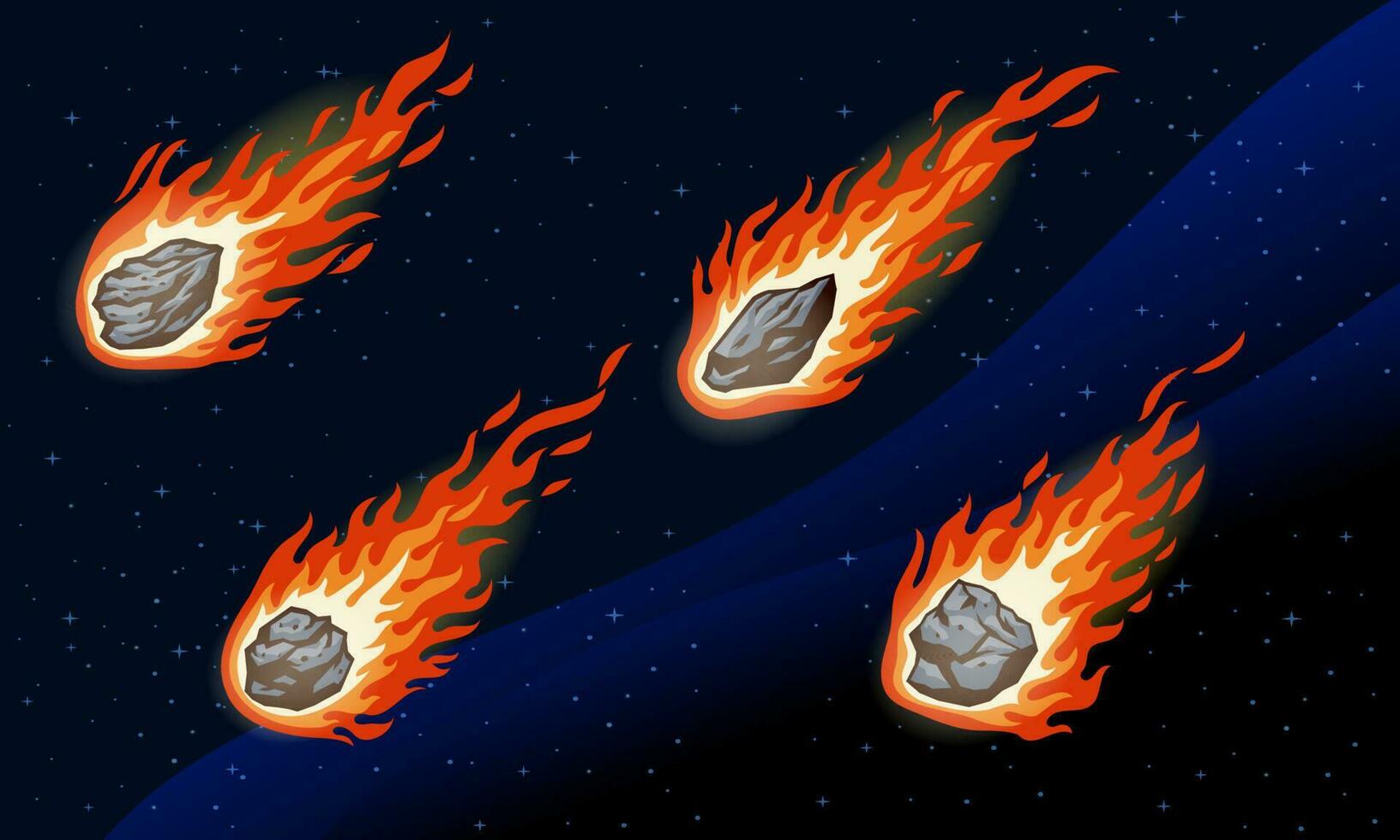 set of variation of Fiery Meteors vector