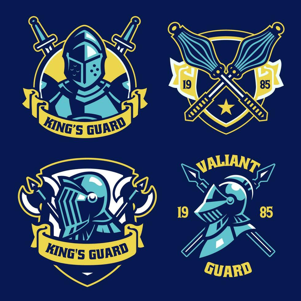 Set of Badge collection of King's Guard Knight vector