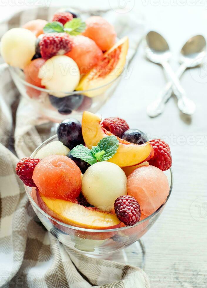 Fruit salad served photo