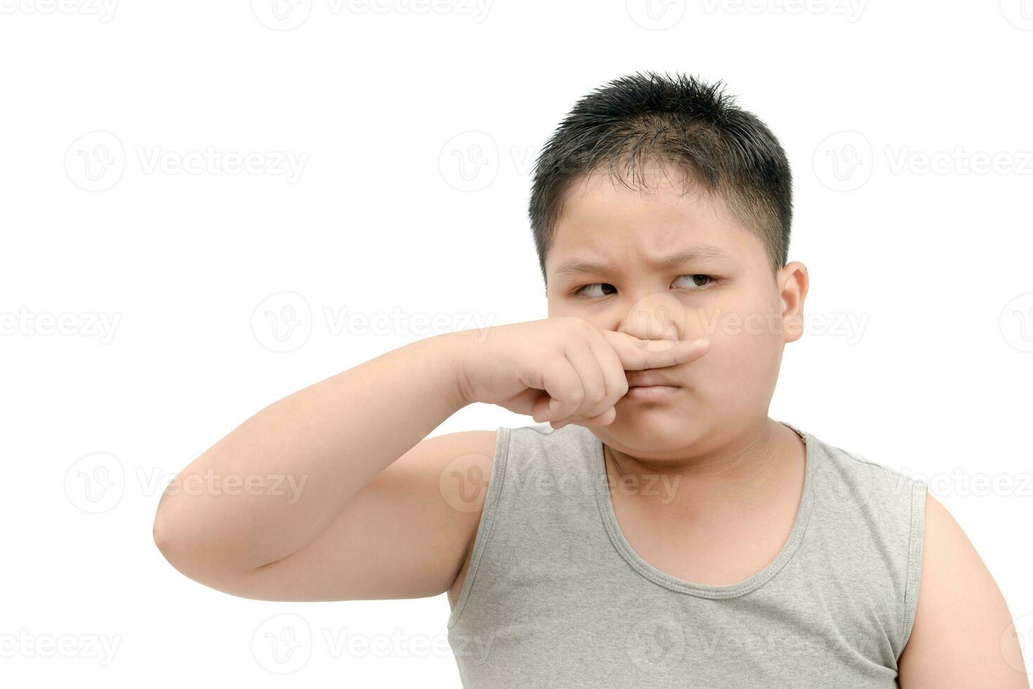 grasa chico cubierta su nariz porque de un malo falta oler foto