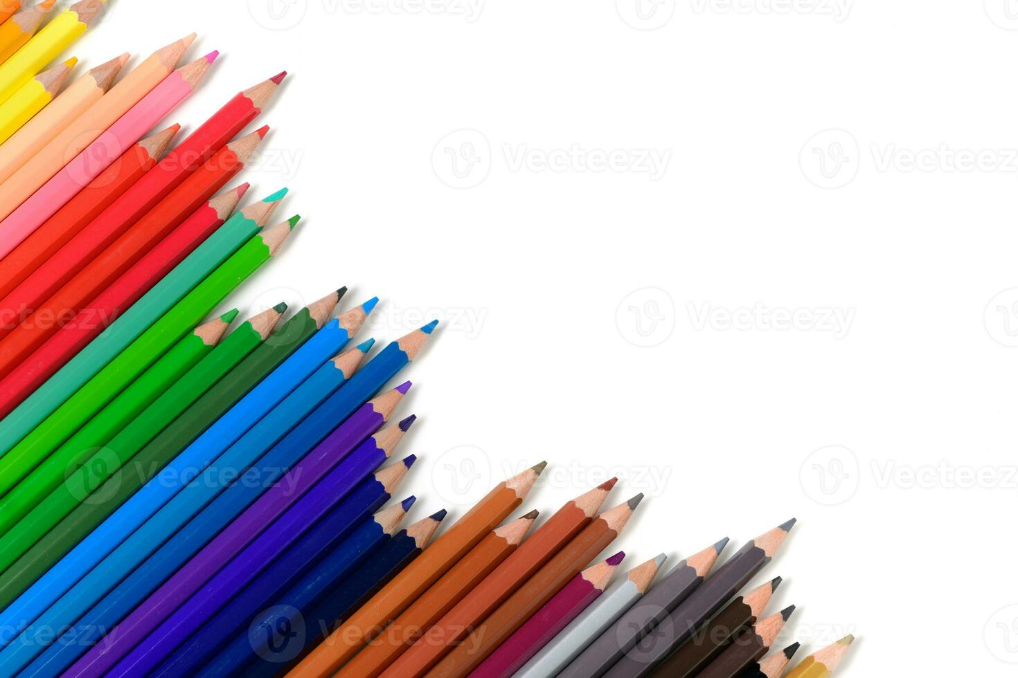 Color pencils isolated on white background photo