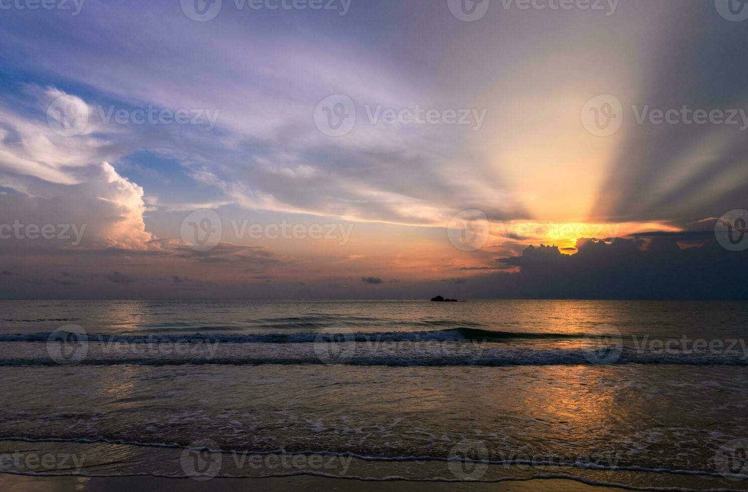 Beautiful cloudy on Sunrise at Khanom beach, photo