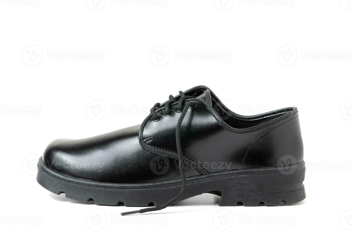 New leather boy student shoes isolated photo