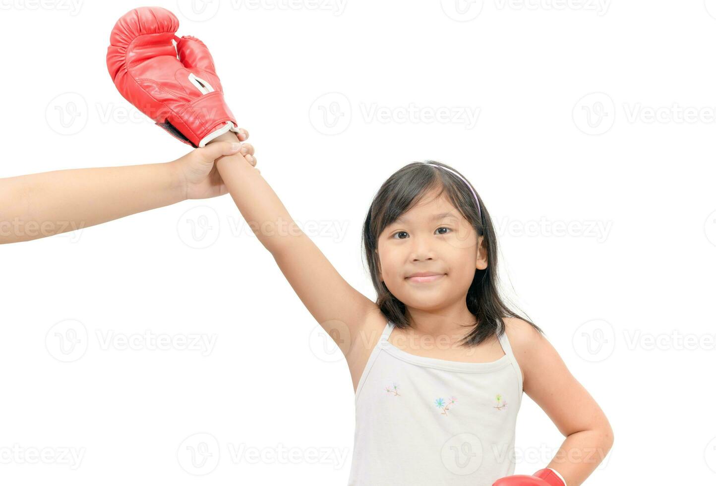 girl gesturing for first place victory triumph photo
