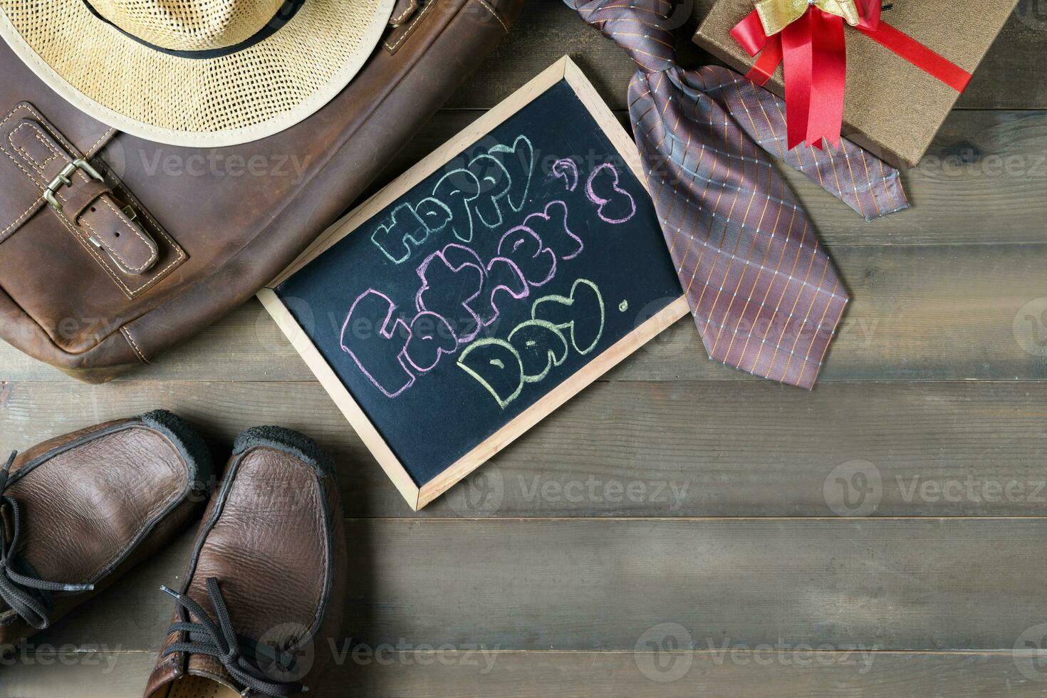 contento del padre día en blackbroad con accesorios foto