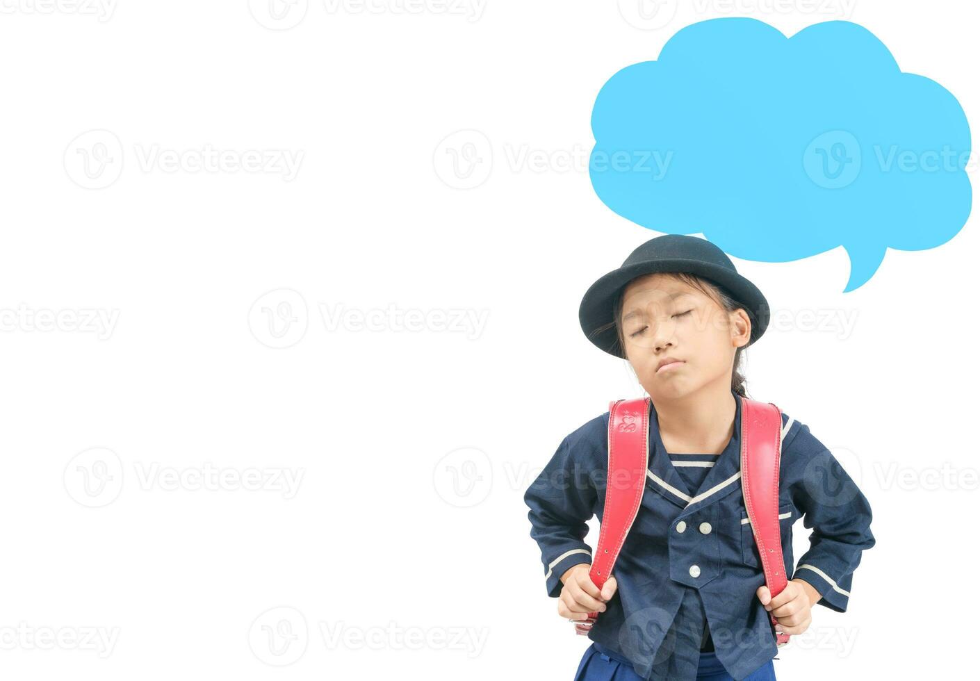 Cute girl student in school uniform japanese bored and thinking photo